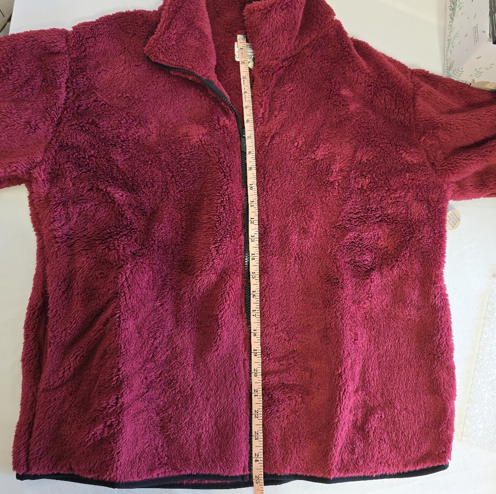 PINK Victoria's Secret Sherpa Teddy Jacket Full Zip Maroon VS Sweater New XL - Picture 15 of 16